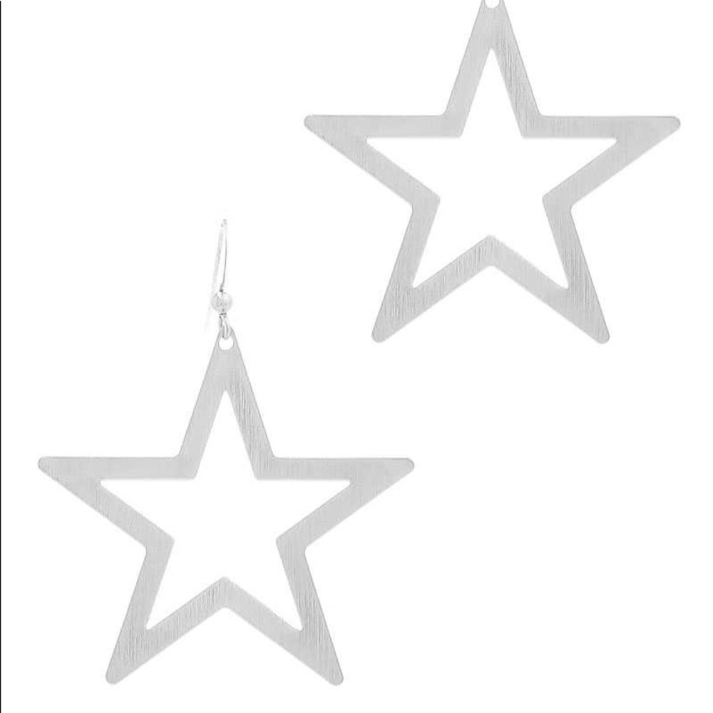 Silver fashion star out dangle earrings